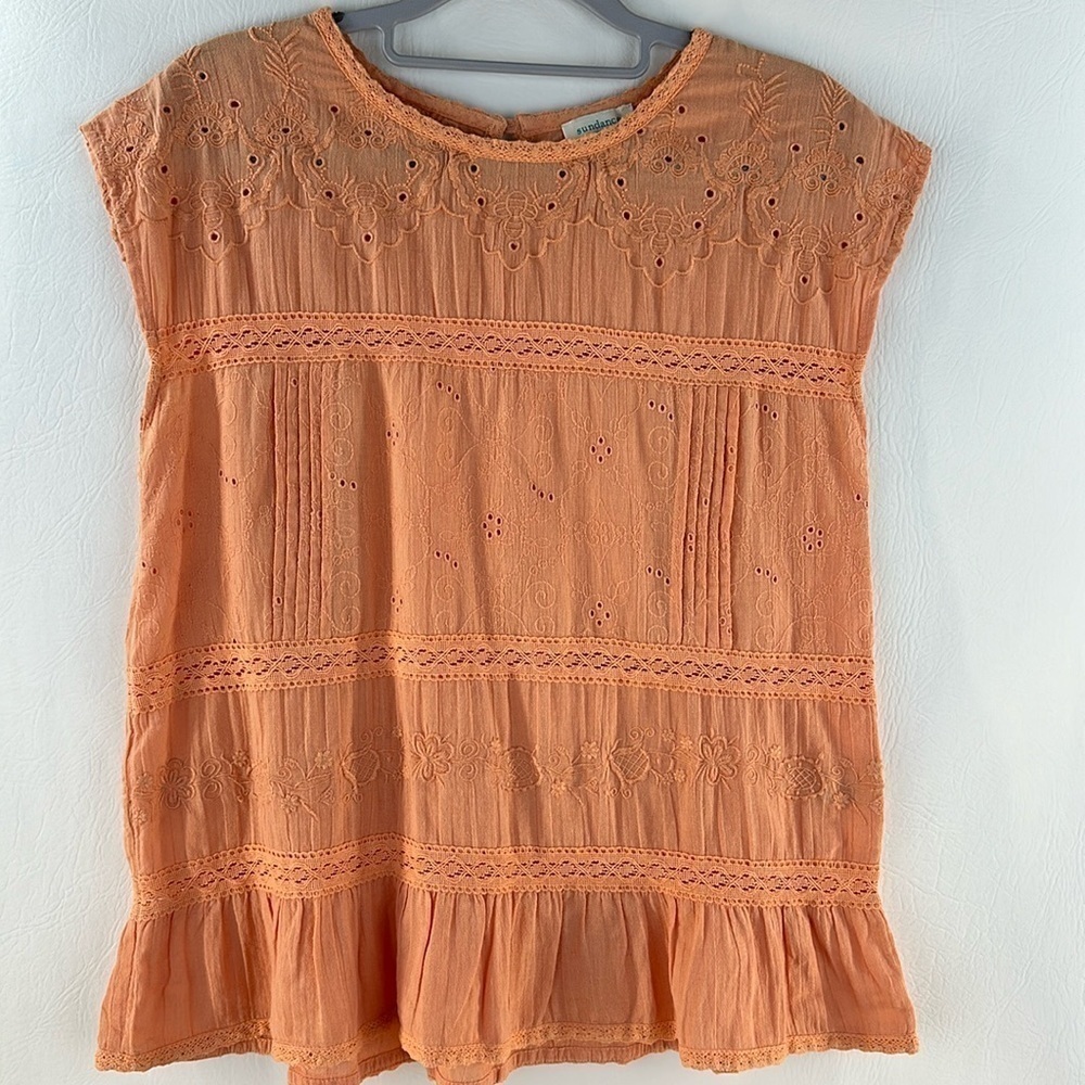 Sundance Eyelet Peasant Smock Top, XS